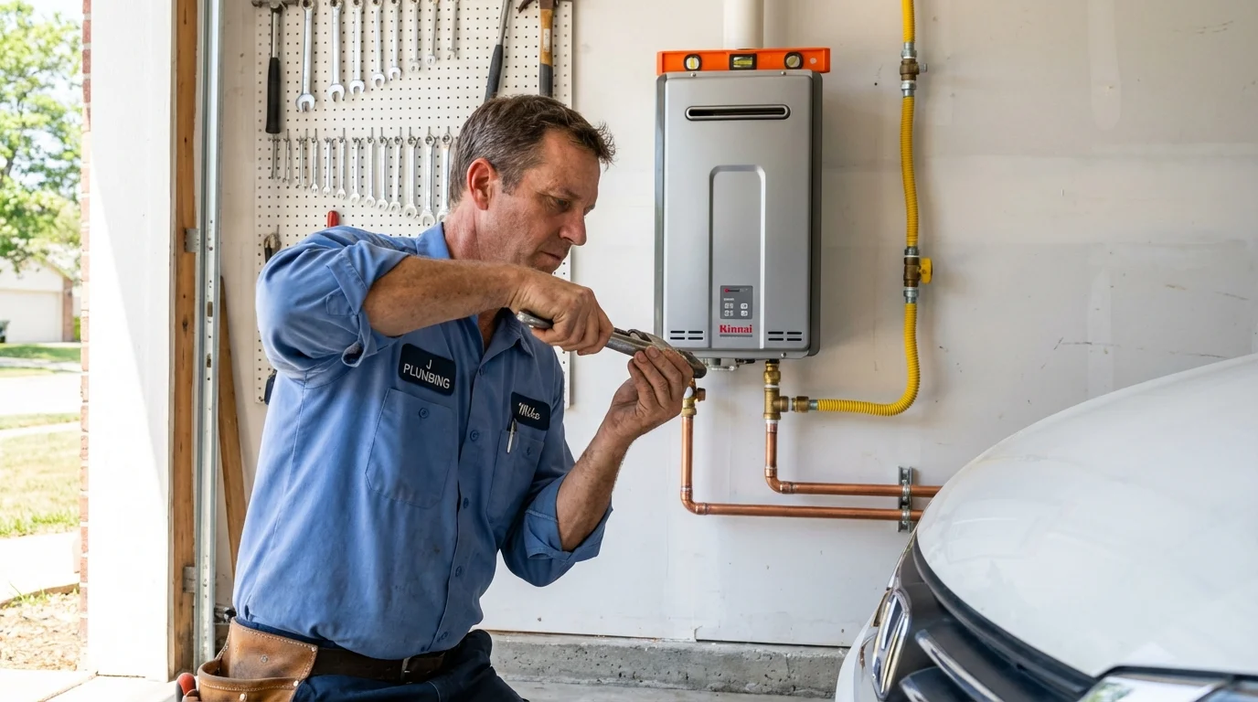 Tankless water heater installation by a Johns Plumbing LLC plumber in Prosperity